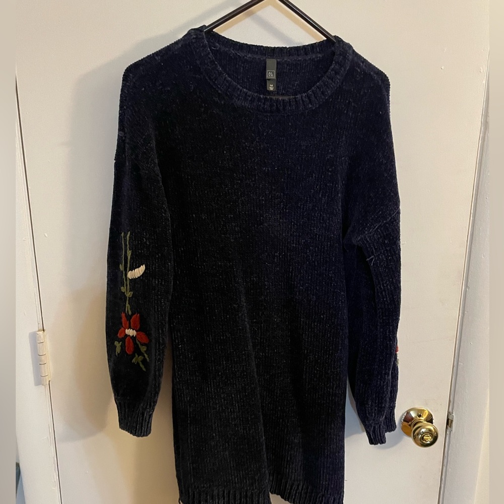 Francesca’s ALAY Blue Embroidered Sweater Dress